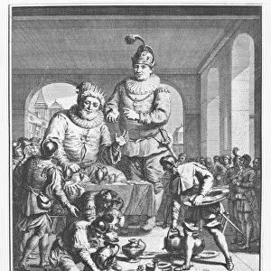 Gargantua rewarding officers after the victory of Picrochole, illustration from The