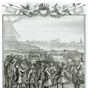 General Fairfax with his forces before the city of Oxford (engraving) (b / w photo)