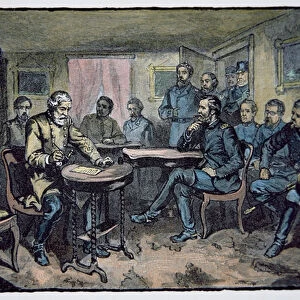 General Robert E. Lee (1807-70) surrenders to General Ulysses S