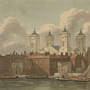 General view of St Johns (coloured engraving)