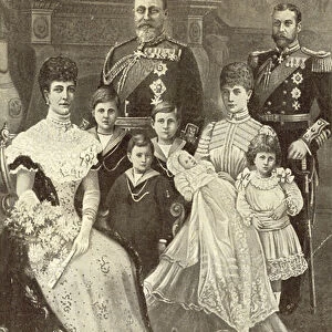 Three generations of the British Royal family (b / w photo)