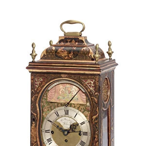 George III green and gilt Japanned musical automaton table clock depicting the Lord