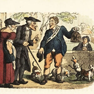 A Georgian rat-catcher showing some captured rats in a cage. 1831 (engraving)