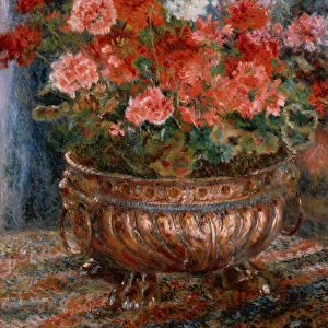 Geraniums in a Copper Basin, 1880 (oil on canvas)