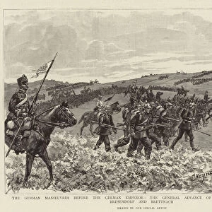The German Manoeuvres before the German Emperor, the General Advance of the 8th Corps between Bresendorf and Brettnach (engraving)