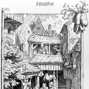 German Schlachtfest, engraved by Adrian Ludwig Richter, 1861 (engraving)