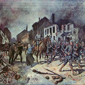 German troops entering the city of Ortelsburg during the battle of Tannenberg