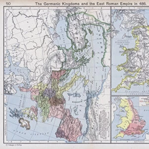 The Germanic Kingdoms and the East Roman Empire in 486 (colour litho)