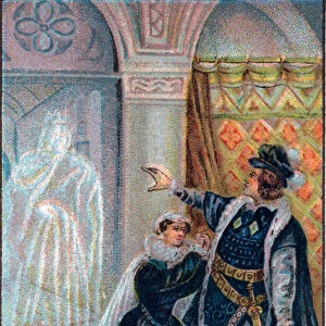 Gertrude, Hamlet and the ghost of Hamlets father. In "Hamlet"