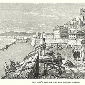 Gibraltar: The Kings Bastion, and Old Morrish Castle (engraving)