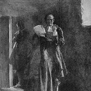 Giles Corey in Prison, engraved by Frank French (1850-1933) illustration from Giles Corey