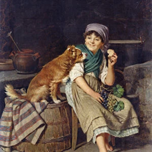 Girl with Dog (oil on canvas)