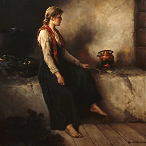 Girl by the fireplace