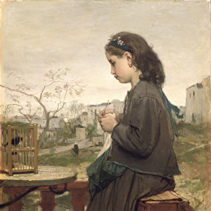 Girl knitting on the balcony, Montmartre, 1869