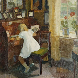 A Girl at a Writing Desk, 1918 (oil on canvas)
