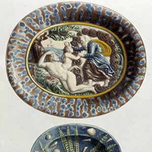 God creates Eve of Adams thigh; Lizard - Ceramic dishes