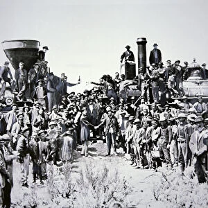 The Golden Spike Ceremony, 10th May 1869 (b / w photo)