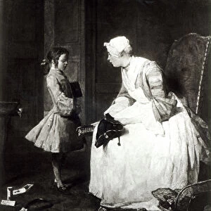 The Governess, 1739 (oil on canvas) (b / w photo)