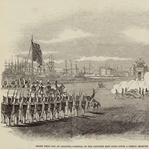 Grand Field Day at Calcutta, Arrival of the Captured Sikh Guns (engraving)