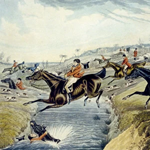 The Grand Leicestershire Fox Hunt, plate 2, engraved by Charles Hunt, 1839 (colour litho)