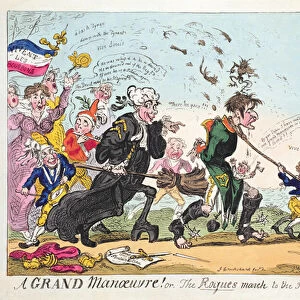A Grand Manoeuvre! or The Rogues March to the Island of Elba by George Cruikshank, published 13 April 1814