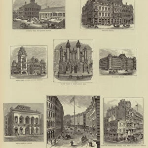 The Great Fire at Boston, USA, Views and Public Buildings in the City (engraving)