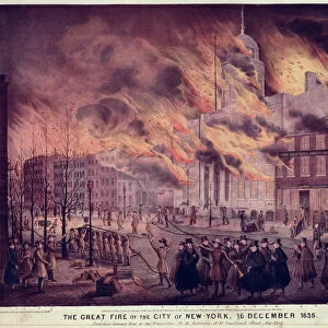 The Great Fire of New York, 1835 (coloured engraving)