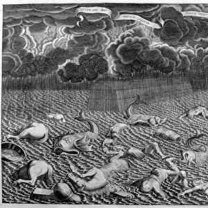 The great flood from Arca Noe, 1675 (engraving)