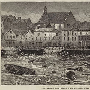 Great Flood at Cork, Breach in the River-Wall, Popes Quay (engraving)