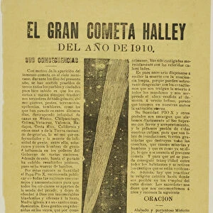 The Great Halleys Comet, 1899, published 1910 (double sided relief engraving on zinc