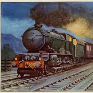 Great Western Railway, Paddington to Birkenhead Express, Engine "King George II"(colour litho)