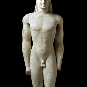 Greek Art: statue of Kouros, sculpture of young man of the archaic period (650-500 BC