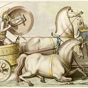 Greek soldiers in a chariot