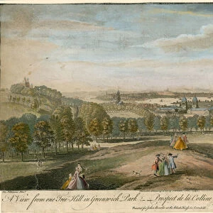 Greenwich Park, London (coloured engraving)