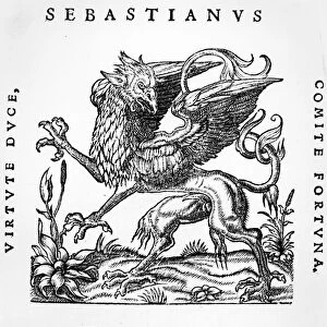 Griffin printers emblem of Sebastianus Gryphius, Lyon, 1546 (woodcut)