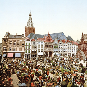 Grote Markt, Nijmegen, Holland, pub. c. 1900 (chromolitho)