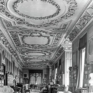 The ground floor Saloon, Sudbury Hall, Derbyshire, from The English Country House (b/w photo)
