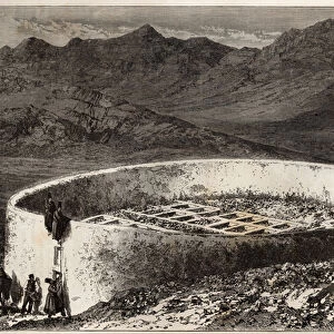 A guebra (or Zoroastrian) cemetery near Teheran (Iran), in the shape of a large tower