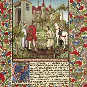 Guillaume de Mandeville, 3rd Earl of Essex, meets Richard the Lionheart (chromolithograph)