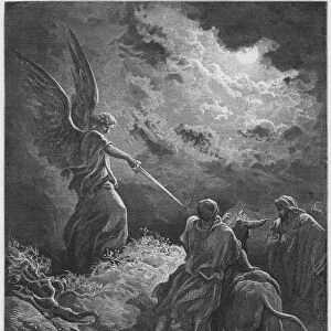 Gustave Dore Bible: The Angel appearing to Balaam (engraving)