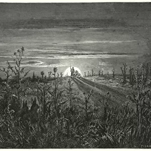 Gustave Dores Don Quixote: "Friend Sancho, "said Don Quixote, "I find the approaching night will overtake us ere we can reach Toboso"(engraving)