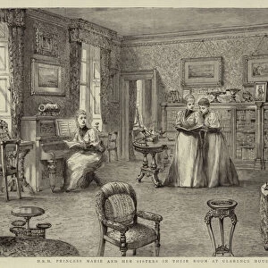 H R H Princess Marie and her Sisters in their Room at Clarence House (engraving)