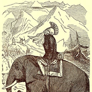 Hannibal Crossing the Alps, illustration from The Comic History of Rome by Gilbert Abbott a Beckett, published c. 1850 (digitally enhanced image)