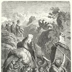 Hannibals crossing of the Alps, 218 BC (engraving)