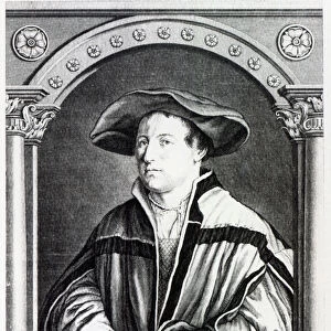 Hans Holbein the Younger, engraved by Bartholomaus Huebner, 1790 (engraving) (b / w photo)
