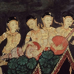 Detail of heavenly musicians (wall painting)