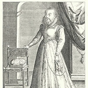 Helena Antonia of Liege, the bearded female court dwarf of Maria of Austria, Holy Roman Empress (engraving)