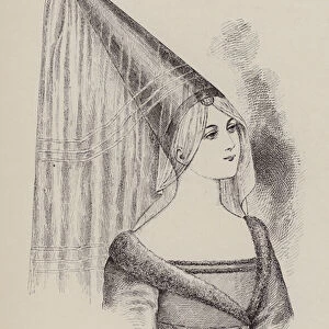Hennin, with Veil and Syrian Bonnet (engraving)