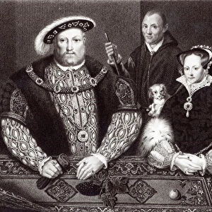 Henry VIII, his daughter Queen Mary and Will Somers, after a 16th century oil painting