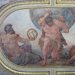 Hercules Supporting the World Flanked by Euclid and Ptolemy, from the Camerino